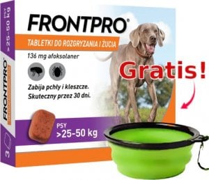 TRITON Frontpro tabletki na pchły i kleszcze XL 136mg 25-50kg x 3tabl + Silikonowa miska GRATIS! 1