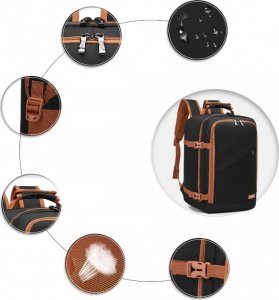 Plecak Kono podróżny kabinowy do samolotu RYANAIR 40x20x25 czarno brązowy 5