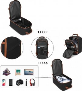 Plecak Kono podróżny kabinowy do samolotu RYANAIR 40x20x25 czarno brązowy 6