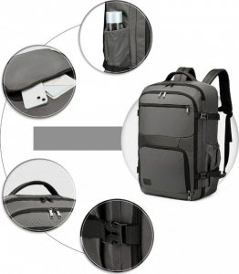 Plecak Kono KONO Plecak podróżny do samolotu pojemny kabinowy 55x40x20 szary 8