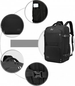 Plecak Kono KONO Plecak podróżny do samolotu pojemny kabinowy 55x40x20 czarny 8