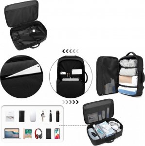 Plecak Kono KONO Plecak podróżny do samolotu pojemny kabinowy 55x40x20 czarny 9