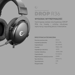 Słuchawki Rampage R36 Drop Czarne (DROP R36) 7