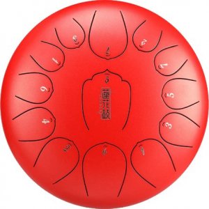 HLURU HUASHU HLURU HUASHU Lotus tongue drum 12" 13 ton Red 1