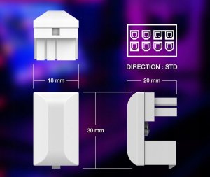 Adapter Wtyczka kątowa złącze 8 PIN 180 stopni EZDIY-FAB Biała STD 5
