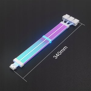 12VHPWR - PCIe 12-pin x2, 0.35m, Biały (Q7X 3*PIN TO 12VHPWR ADAPTER CABLE 16 AWG ARGB) 3