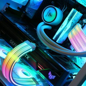 12VHPWR - PCIe 12-pin x2, 0.35m, Biały (Q7X 3*PIN TO 12VHPWR ADAPTER CABLE 16 AWG ARGB) 4