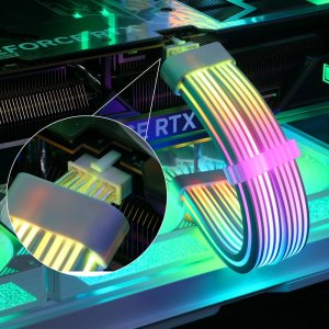 12VHPWR - PCIe 12-pin x2, 0.35m, Biały (Q7X 3*PIN TO 12VHPWR ADAPTER CABLE 16 AWG ARGB) 6