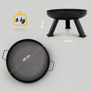 Palenisko ogrodowe Lehmann PALENISKO OGRODOWE LEHMANN 60 CM OGNISKA GRILLA KOCIOŁKA STALOWE CZARNE 6