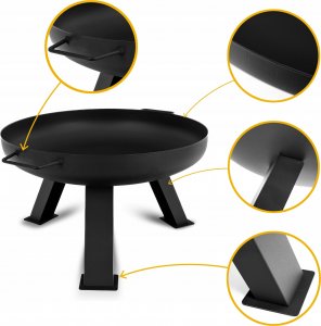 Palenisko ogrodowe Lehmann PALENISKO OGRODOWE LEHMANN 60 CM OGNISKA GRILLA KOCIOŁKA STALOWE CZARNE 7