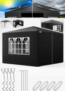 Kanwod Pawilon Ogrodowy Namiot Handlowy 300 Cm X 300 Cm + 4 Ścianki Boczne Okna 16