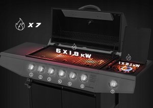 Lehmann Vegas Grill ogrodowy gazowy 12.8 kW 33.5 cm x 72 cm 4