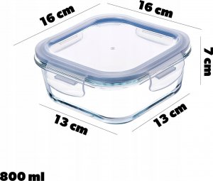Kadax KADAX Szklany Pojemnik Na Żywność 800ml Z Pokrywką Pudełko Śniadaniówka 3