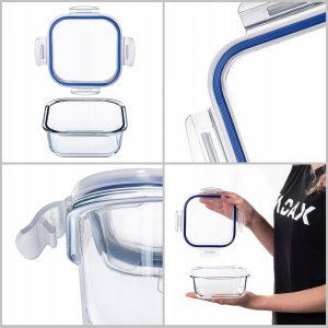 Kadax KADAX Szklany Pojemnik Na Żywność 800ml Z Pokrywką Pudełko Śniadaniówka 9