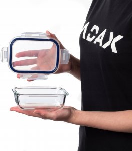 Kadax KADAX Szklany Pojemnik Na Żywność 370ml Z Pokrywką Pudełko Śniadaniówka 2