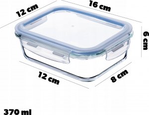 Kadax KADAX Szklany Pojemnik Na Żywność 370ml Z Pokrywką Pudełko Śniadaniówka 3