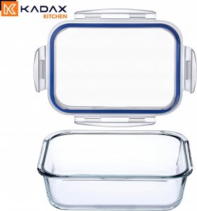 Kadax KADAX Szklany Pojemnik Na Żywność 370ml Z Pokrywką Pudełko Śniadaniówka 6