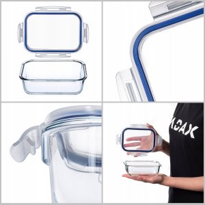 Kadax KADAX Szklany Pojemnik Na Żywność 370ml Z Pokrywką Pudełko Śniadaniówka 9