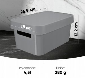 Kadax Curver Koszyk Pojemnik Pudełko Pokrywka Zestaw 3x 2