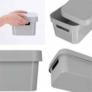 Kadax Curver Koszyk Pojemnik Pudełko Pokrywka Zestaw 3x 7