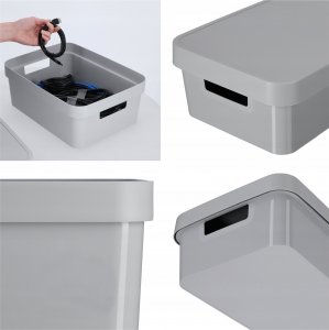 Kadax Curver Koszyk Pojemnik Pudełko Pokrywka Zestaw 3x 8