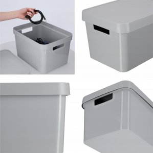 Kadax Curver Koszyk Pojemnik Pudełko Pokrywka Zestaw 3x 9