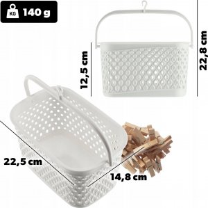 Kadax KADAX Koszyk Wiszący Na Klamerki Pojemnik Na Spinacze Prostokątny Biały 3