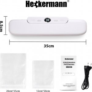 Heckermann Zgrzewarka próżniowa do pakowania żywności Heckermann JL-VS8808 + folia 20x600 cm - Biały 2