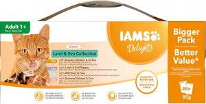 IAMS IAMS-karma w saszetkach Delights dla dorosłych kotów z wyborem karm mięsnych i rybnych w sosie 48x85g 1