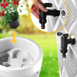 Kadax Zbiornik Na Deszczówkę 240L Beczka Pojemnik Na Deszcz Donica + Kran mocny 4