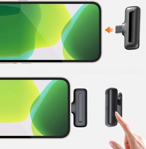 Mikrofon Slayo 2x Mikrofon Krawatowy Bezprzewodowy Do iPhone Android PC USB-C+Lightning 8