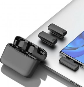 Mikrofon Slayo 2x Mikrofon Krawatowy Bezprzewodowy Do iPhone Android PC USB-C+Lightning 9