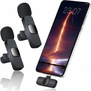 Mikrofon Slayo 2x Mikrofon Krawatowy Bezprzewodowy - Odbiornik USB-C - Adapter do iPhone 2