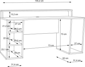 Biurko PYspace Biurko gamingowe SUPERNOVA211 białe z oświetleniem LED 7