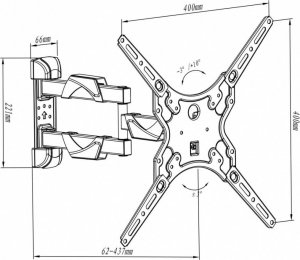 VETOUSON Długi 44cm UCHWYT TELEWIZORA WIESZAK TV 23-55 cali narożny MS410 9