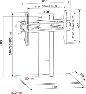 VETOUSON Stojak TV Podstawa Telewizora na szafkę 65" 60 58 55 50 48 43 GT-06A 14