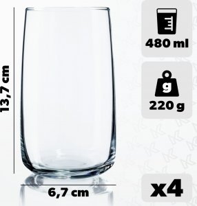 Kadax KADAX Zestaw 4 Szklanek Do Napojów Drinków 480ml 2