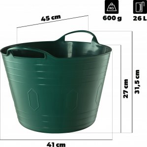 Kosz na pranie Kadax KADAX Kosz Plastikowy Elastyczny Na Pranie Uniwersalny 26L Uchwyty Zielony 3