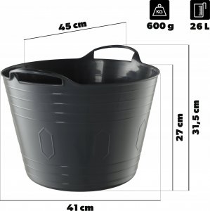 Kosz na pranie Kadax KADAX Kosz Plastkowy Na Pranie Uniwersalny 26L Kwadratowy Uchwyty Popiel 3