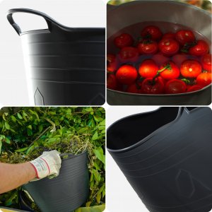 Kosz na pranie Kadax KADAX Kosz Plastkowy Na Pranie Uniwersalny 26L Kwadratowy Uchwyty Popiel 4