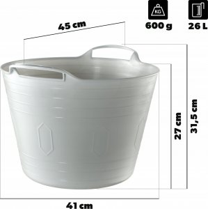 Kosz na pranie Kadax KADAX Kosz Plastkowy Na Pranie Uniwersalny 26L Kwadratowy Z Uchwytami Szary 3