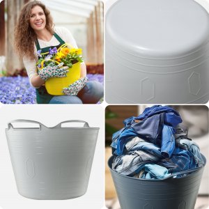 Kosz na pranie Kadax KADAX Kosz Plastkowy Na Pranie Uniwersalny 26L Kwadratowy Z Uchwytami Szary 6