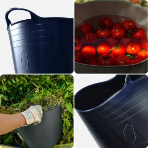 Kosz na pranie Kadax KADAX Kosz Plastikowy Na Pranie Uniwersalny 42L Kwadratowy Uchwyty Granat 4