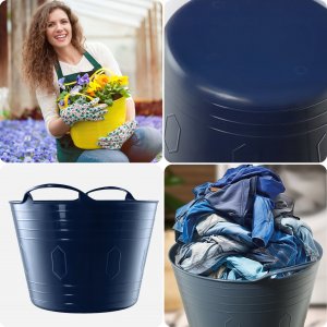 Kosz na pranie Kadax KADAX Kosz Plastikowy Na Pranie Uniwersalny 42L Kwadratowy Uchwyty Granat 6