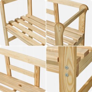 Kadax KADAX Ławka Ogrodowa Z Oparciem Drewniana Parkowa 119 cm Taras Ogród 9