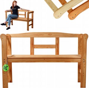 Kadax KADAX Ławka Ogrodowa Z Oparciem Drewniana Parkowa 119 cm Taras Ogród Tik 11