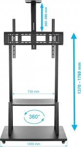 VETOUSON STOJAK do monitora interaktywnego Stojak TV do telewizora 43-86 cali KART-1800A mobilny 17