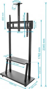 VETOUSON STOJAK do monitora interaktywnego Stojak TV do telewizora 43-86 cali KART-1800A mobilny 18