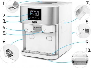 Kostkarka do lodu Yoer KOSTKARKA do lodu 3w1 KRUSZARKA 18kg/24h DYSTRYBUTOR WODY Stal INOX - YOER Ice Breaker IMW03W 3