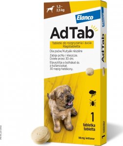 Elanco ELANCO AdTab 56mg tabletka na pchły i kleszcze dla psów 1,3-2,5 kg 1